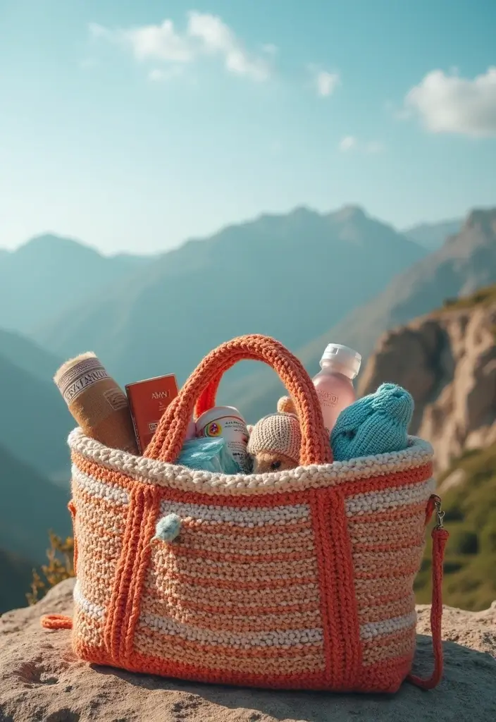 27 Chic Modèles de Sac en Crochet Faciles à Réaliser à la Maison - 16. Sac en Crochet de Voyage