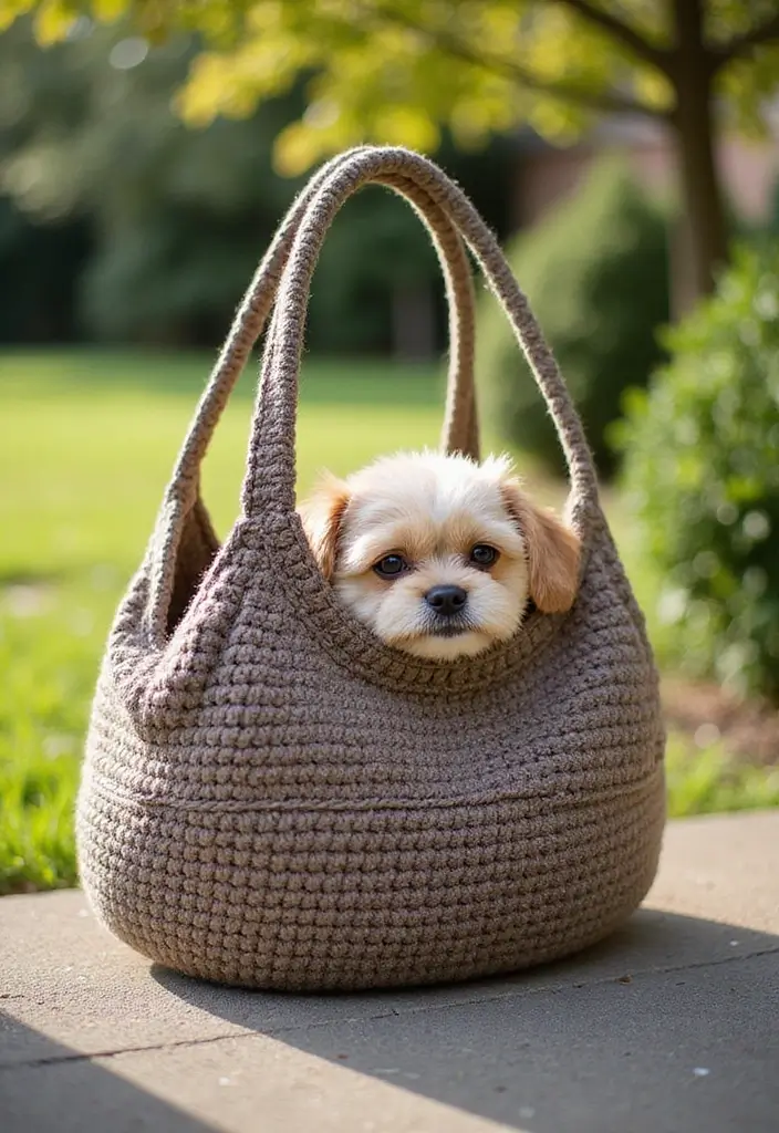 27 Chic Modèles de Sac en Crochet Faciles à Réaliser à la Maison - 23. Sac en Crochet pour Animaux de Compagnie