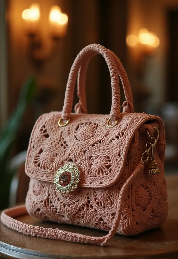 27 Chic Modèles de Sac en Crochet Faciles à Réaliser à la Maison - 26. Sac à Main en Crochet de Luxe