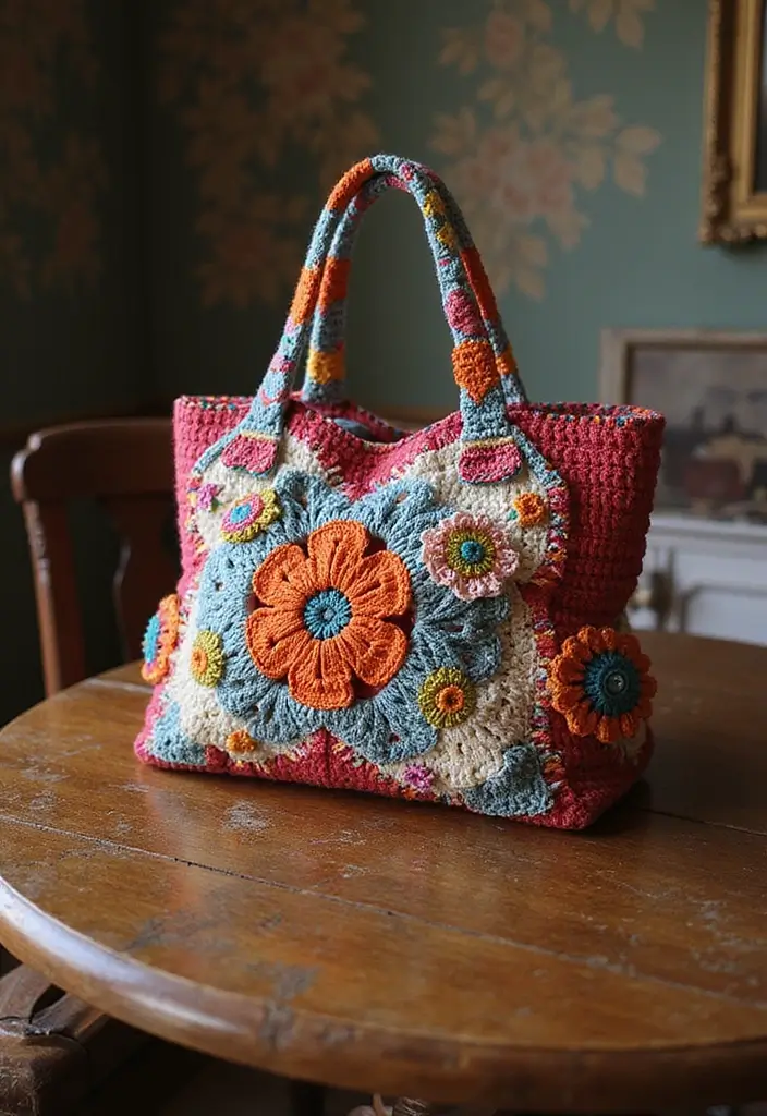 27 Chic Modèles de Sac en Crochet Faciles à Réaliser à la Maison - 3. Sac à Main Rétro