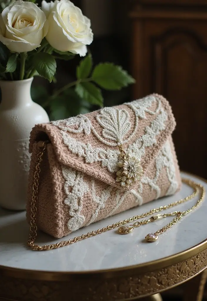 27 Chic Modèles de Sac en Crochet Faciles à Réaliser à la Maison - 6. Pochette de Soirée Élégante