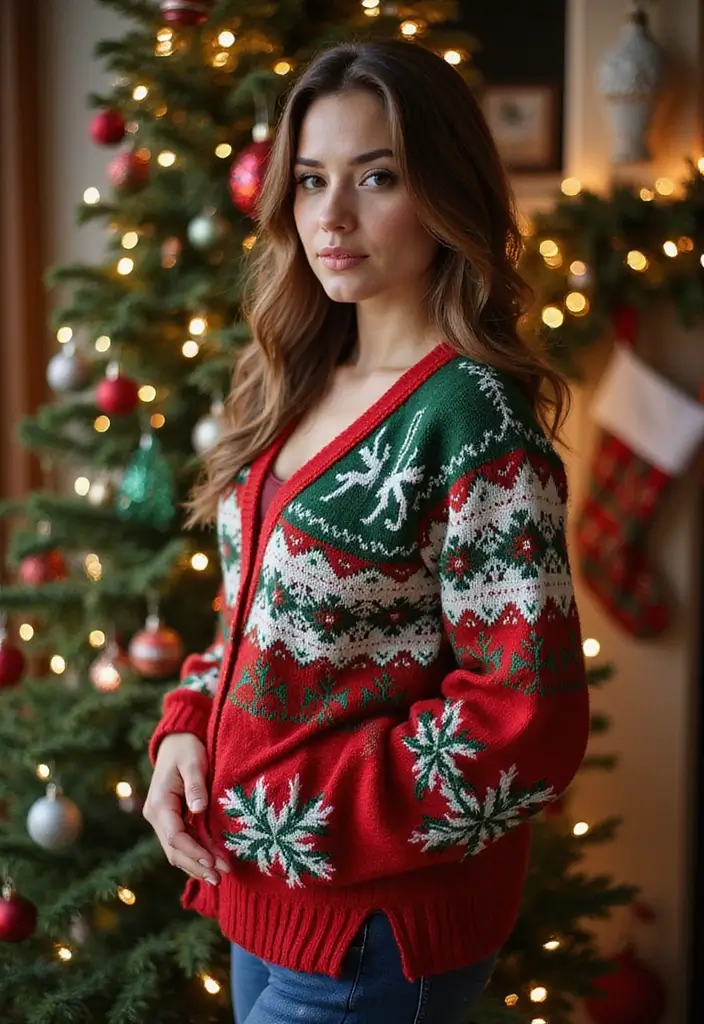 27 Crochet Cardigan Pattern Free Women Designs for Every Season - 14. Festive Holiday Cardigan