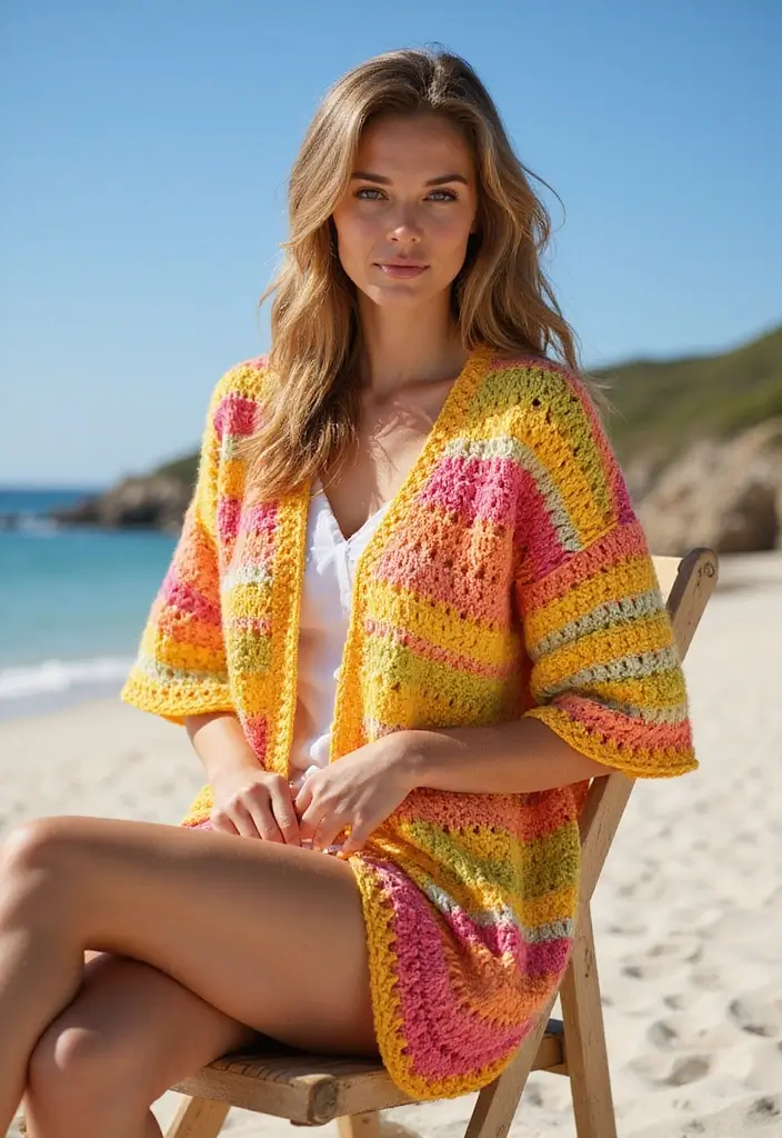 27 Crochet Cardigan Pattern Free Women Designs for Every Season - 2. Summer Sunburst Cardigan