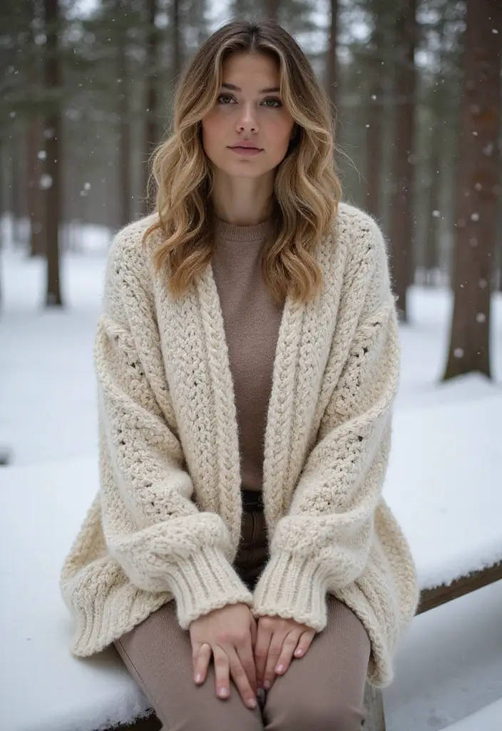 27 Crochet Cardigan Pattern Free Women Designs for Every Season - 4. Winter Wonderland Cardigan