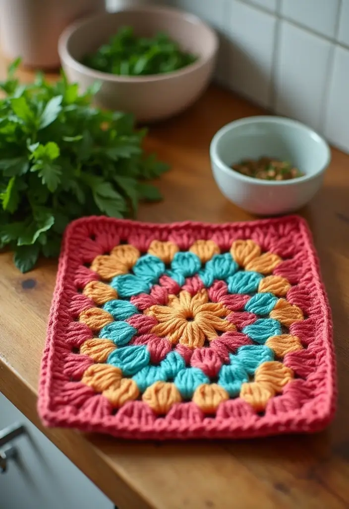 27 Crochet Pot Holders Free Pattern Designs for Your Kitchen - 1. Simple Square Pot Holder
