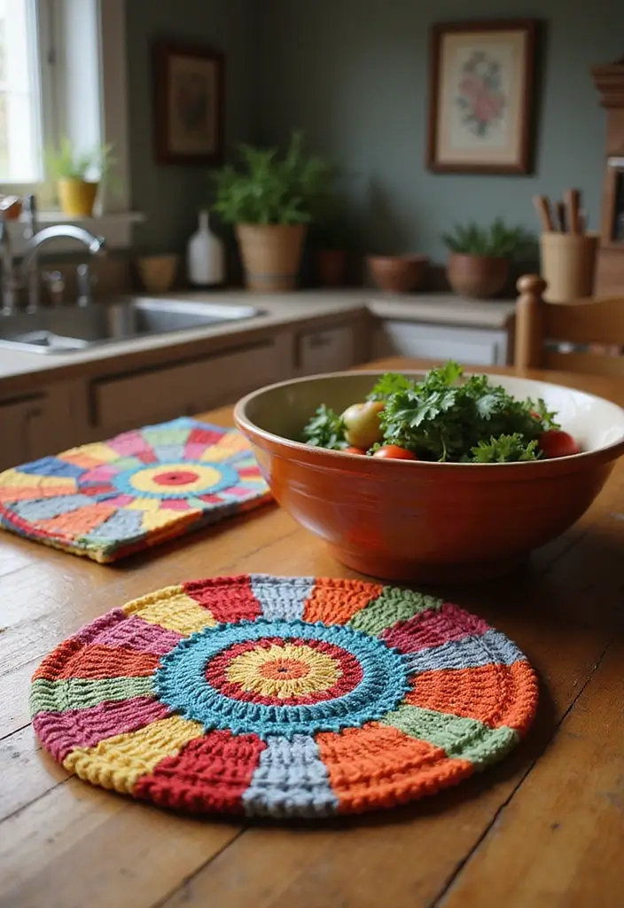 27 Crochet Pot Holders Free Pattern Designs for Your Kitchen - 10. Patchwork Pot Holder
