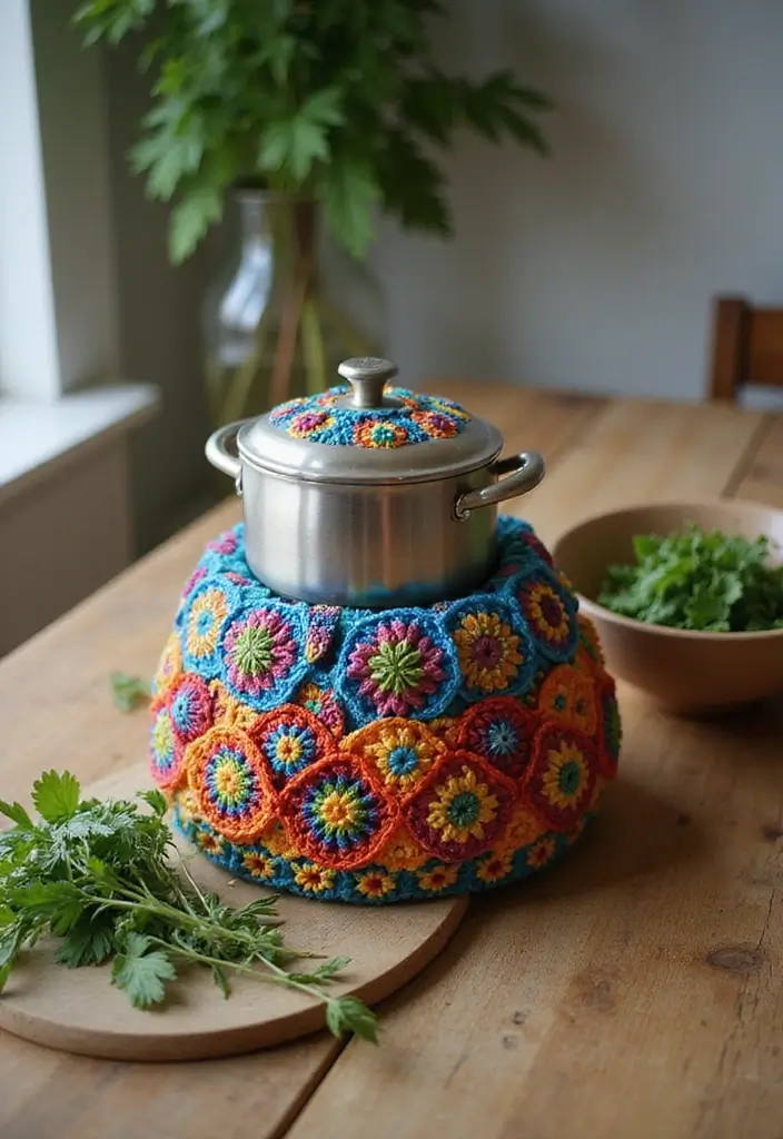 27 Crochet Pot Holders Free Pattern Designs for Your Kitchen - 13. Mosaic Crochet Pot Holder