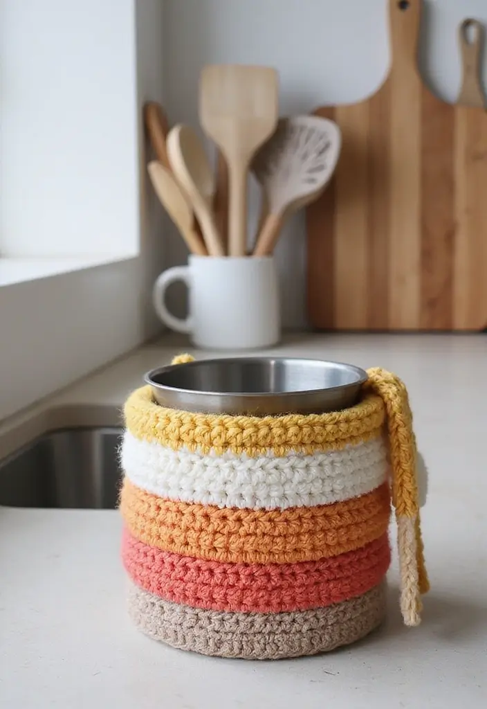 27 Crochet Pot Holders Free Pattern Designs for Your Kitchen - 18. Color Block Pot Holder