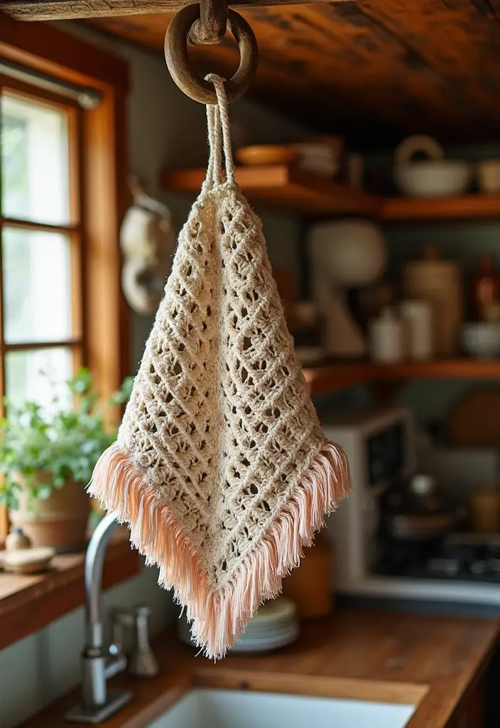 27 Crochet Pot Holders Free Pattern Designs for Your Kitchen - 22. Fringed Edged Pot Holder