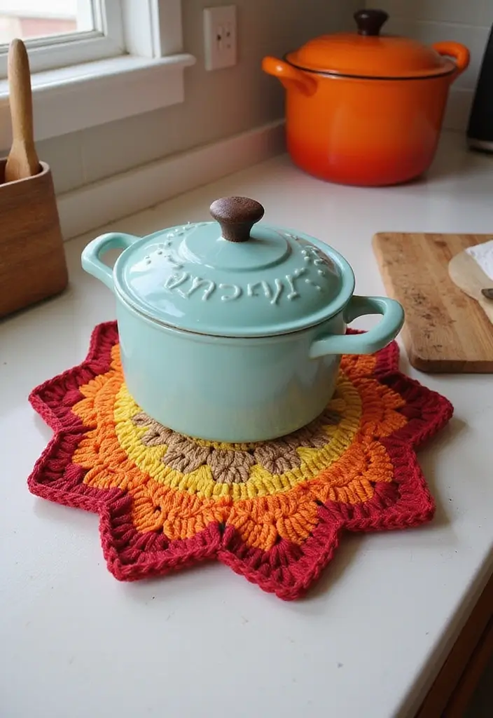 27 Crochet Pot Holders Free Pattern Designs for Your Kitchen - 27. Double-Layered Pot Holder