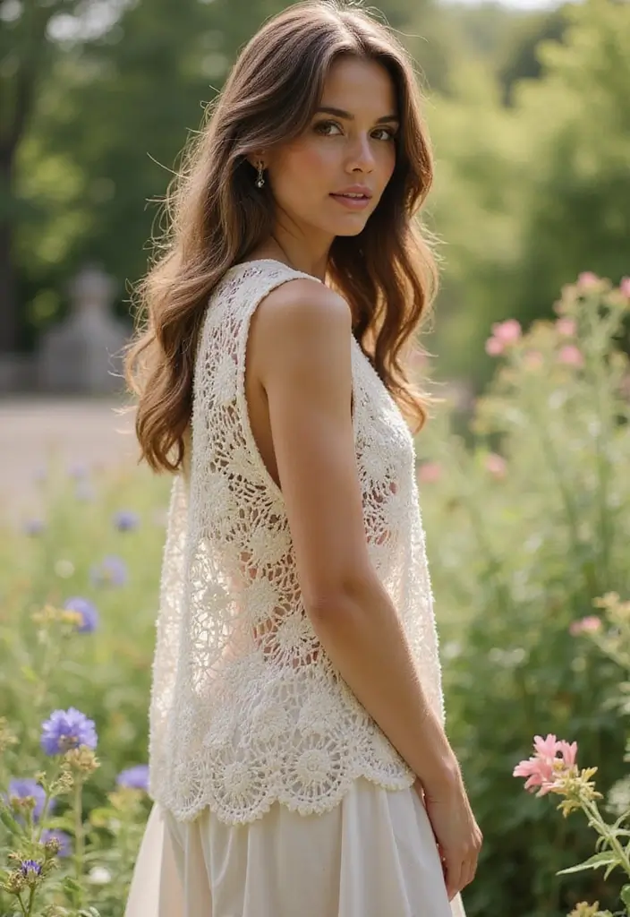 27 Modèles de Gilet en Crochet Élégant pour Femme Débutante - 1. Gilet en Crochet Fleur de Tilleul
