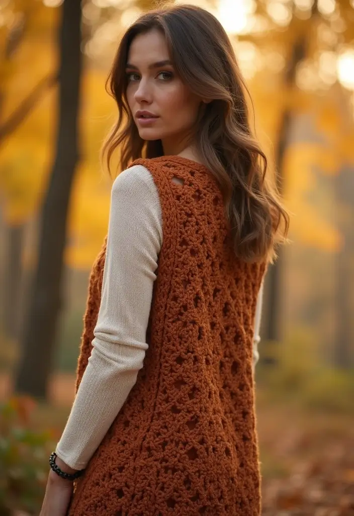 27 Modèles de Gilet en Crochet Élégant pour Femme Débutante - 17. Gilet en Crochet à Manches Longues