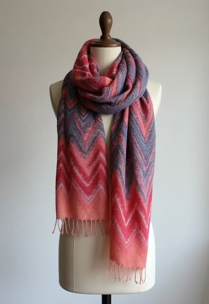 27 Mosaic Crochet Patterns Free Charts Full of Colors and Texture - 13. Chic Chevron Scarf