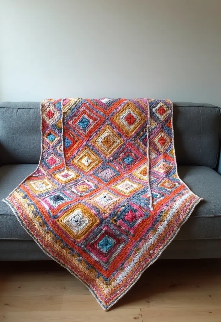 27 Mosaic Crochet Patterns Free Charts Full of Colors and Texture - 2. Geometric Garden Blanket