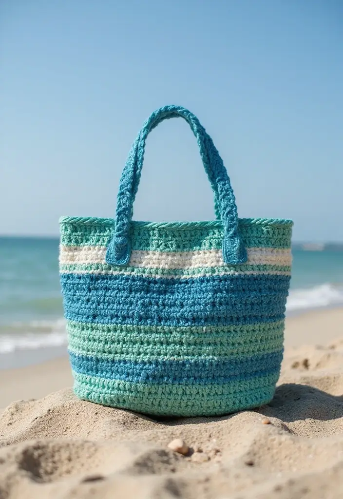 27 Mosaic Crochet Patterns Free Charts Full of Colors and Texture - 6. Ocean Breeze Bag