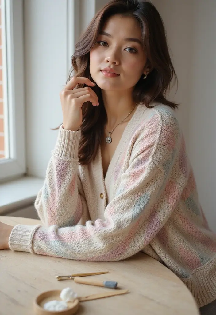 27 Motifs de Cardigan en Crochet Chic pour vos Créations DIY - 13. Cardigan à Motif de Diamant