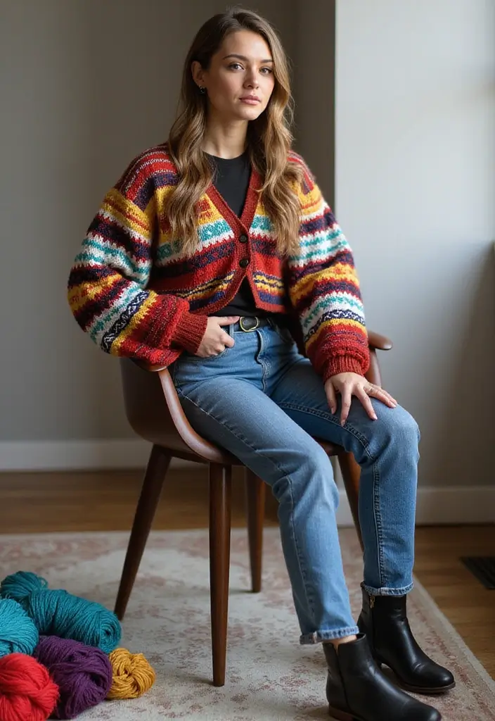 27 Motifs de Cardigan en Crochet Chic pour vos Créations DIY - 19. Cardigan à Motif Géométrique
