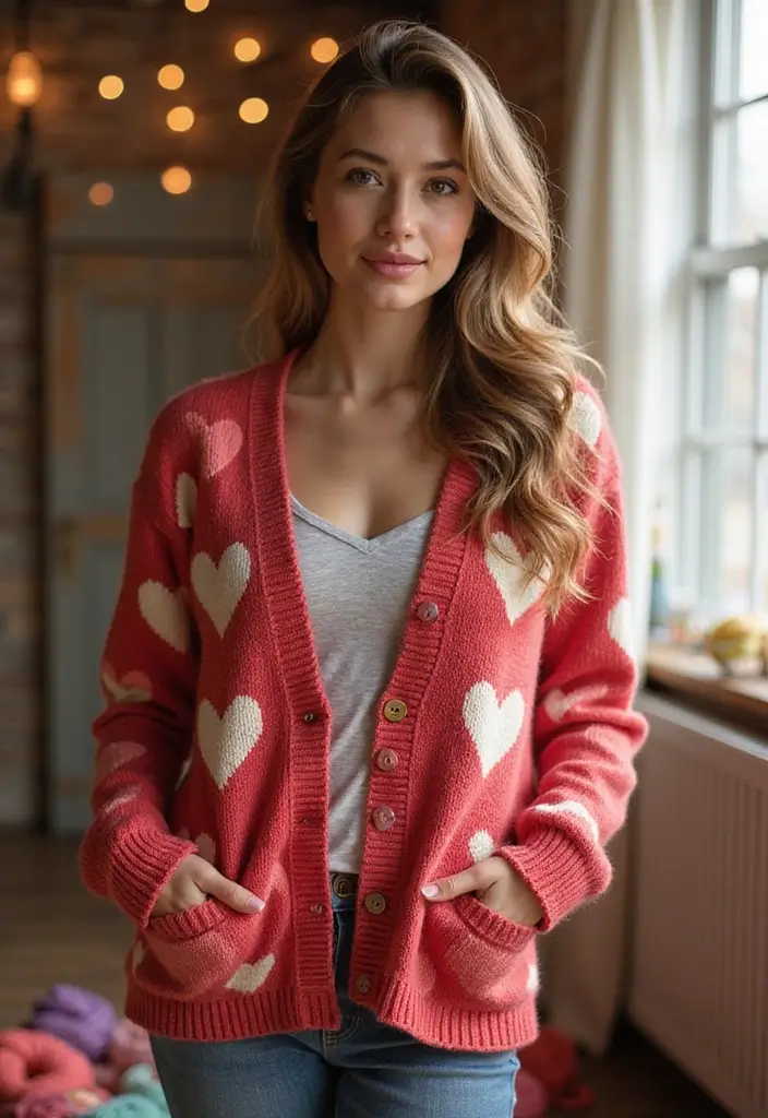 27 Motifs de Cardigan en Crochet Chic pour vos Créations DIY - 6. Cardigan à Motif de Cœurs