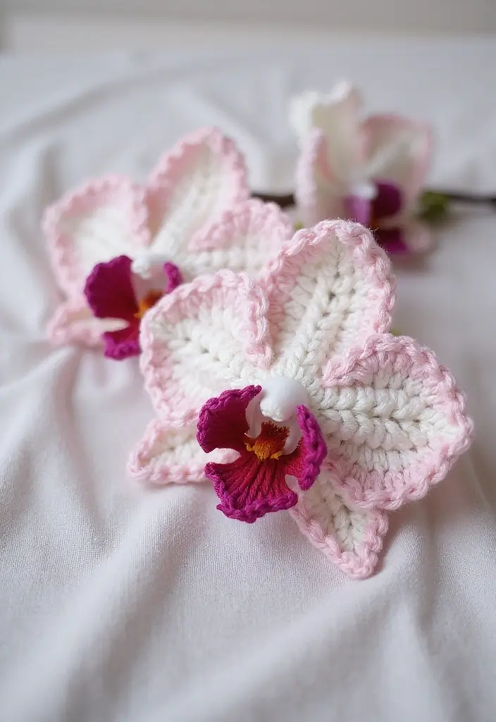 28 Creative Guides on How to Crochet a Flower for Decoration - 10. Delicate Crochet Orchids