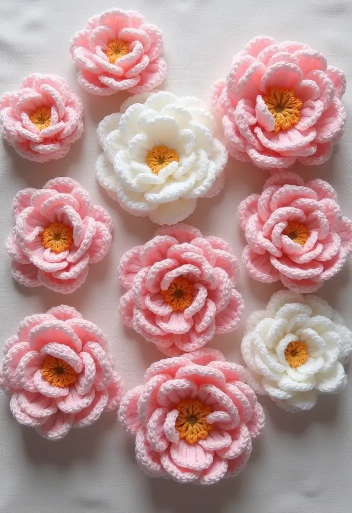 28 Creative Guides on How to Crochet a Flower for Decoration - 12. Textured Crochet Peonies