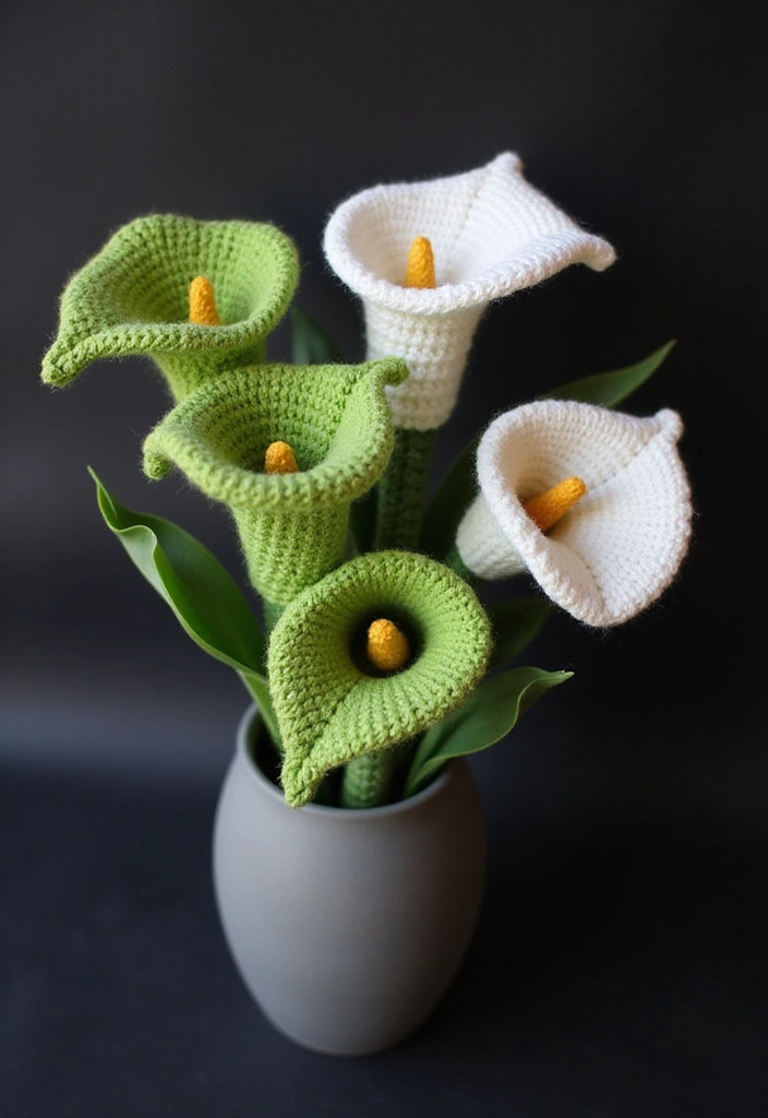 28 Creative Guides on How to Crochet a Flower for Decoration - 14. Striking Crochet Calla Lilies