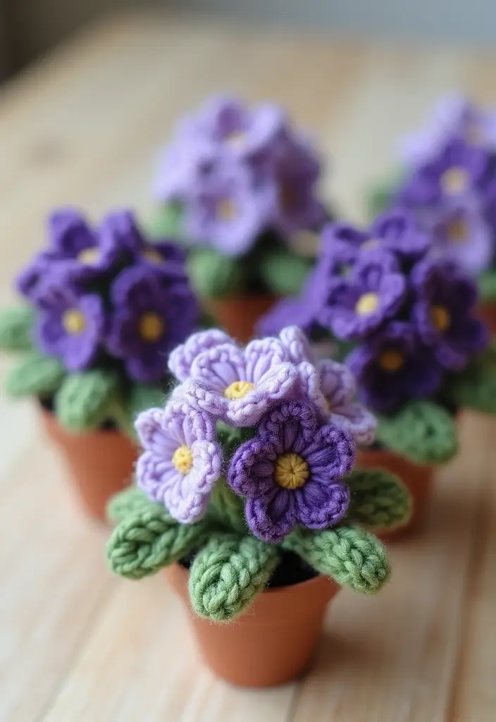 28 Creative Guides on How to Crochet a Flower for Decoration - 15. Romantic Crochet Violets