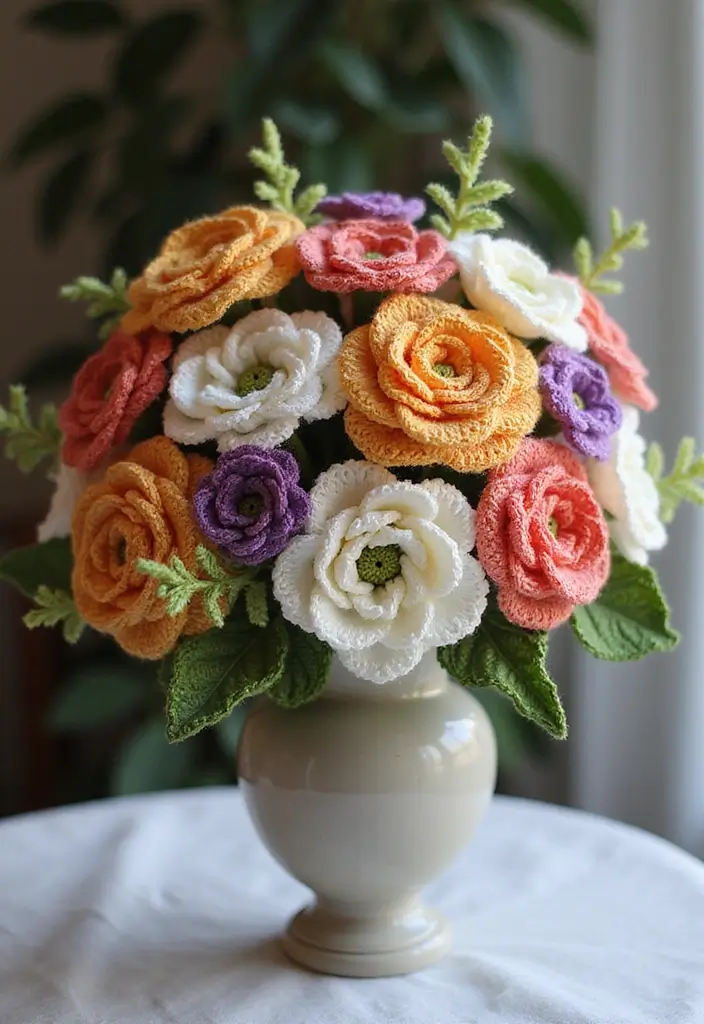28 Creative Guides on How to Crochet a Flower for Decoration - 28. Creative Crochet Flower Bouquets