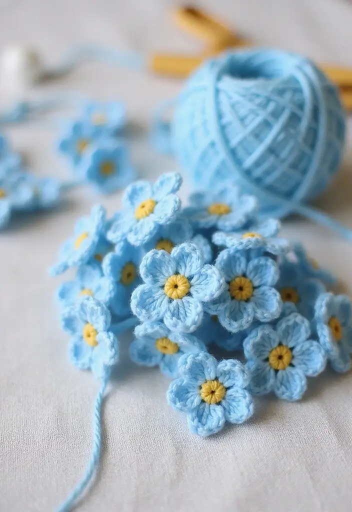 28 Creative Guides on How to Crochet a Flower for Decoration - 7. Cheerful Crochet Forget-Me-Nots