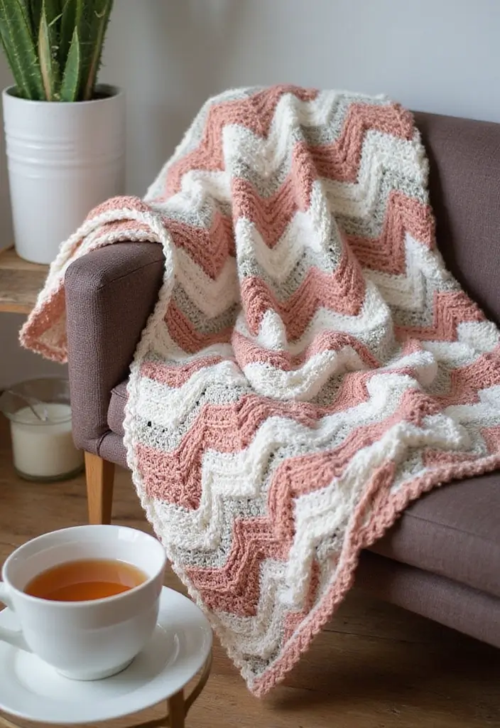 28 Free Crochet Patterns for Afghans: Cozy and Timeless Designs - 22. Chevron Twist