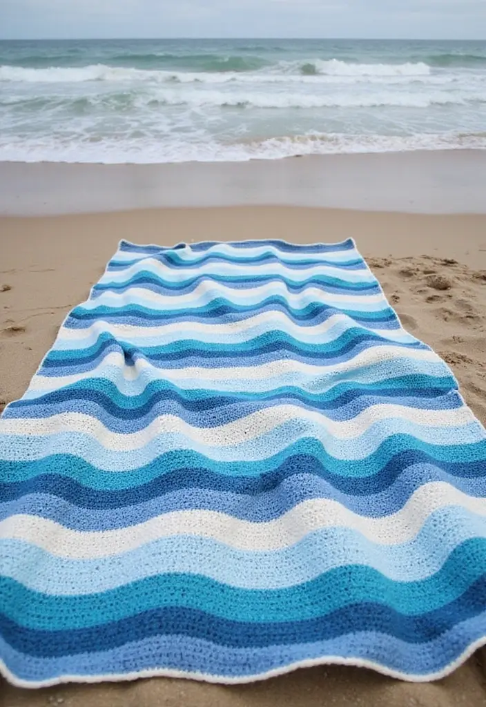 28 Free Crochet Patterns for Afghans: Cozy and Timeless Designs - 26. Striped Waves