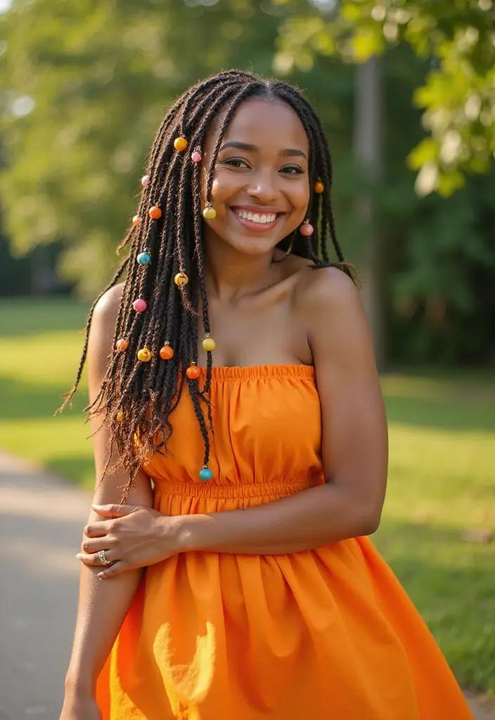 28 Half Braids Half Crochet Hairstyles: Stylish Looks to Inspire - 18. Half-Braids with Colorful Beads