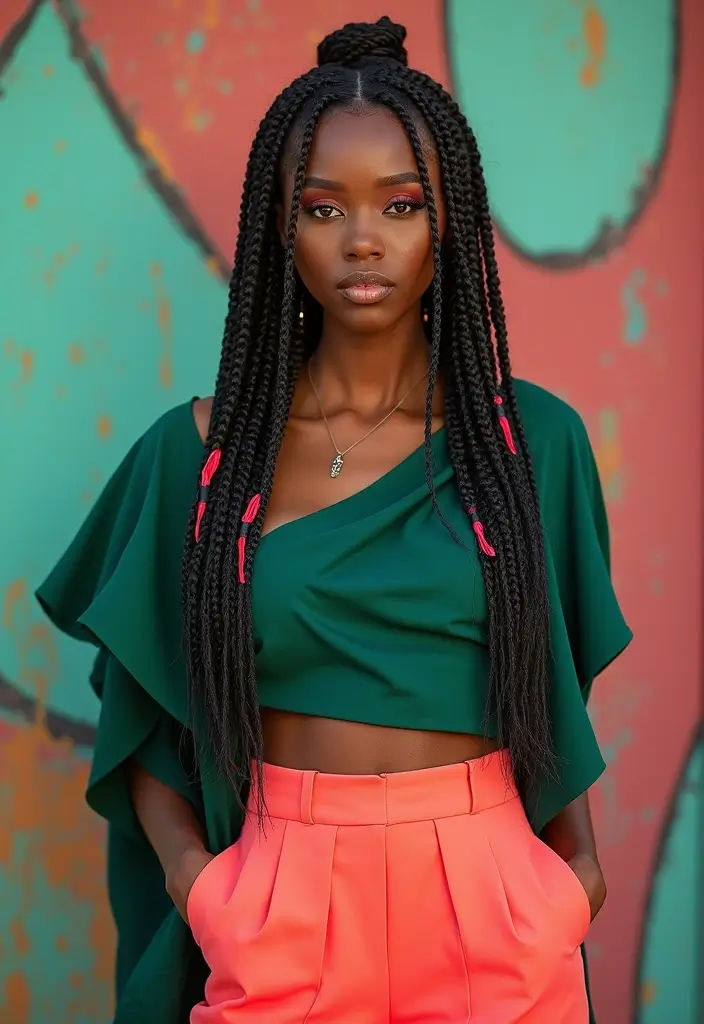 28 Half Braids Half Crochet Hairstyles: Stylish Looks to Inspire - 25. Bold Contrast Half-Braids