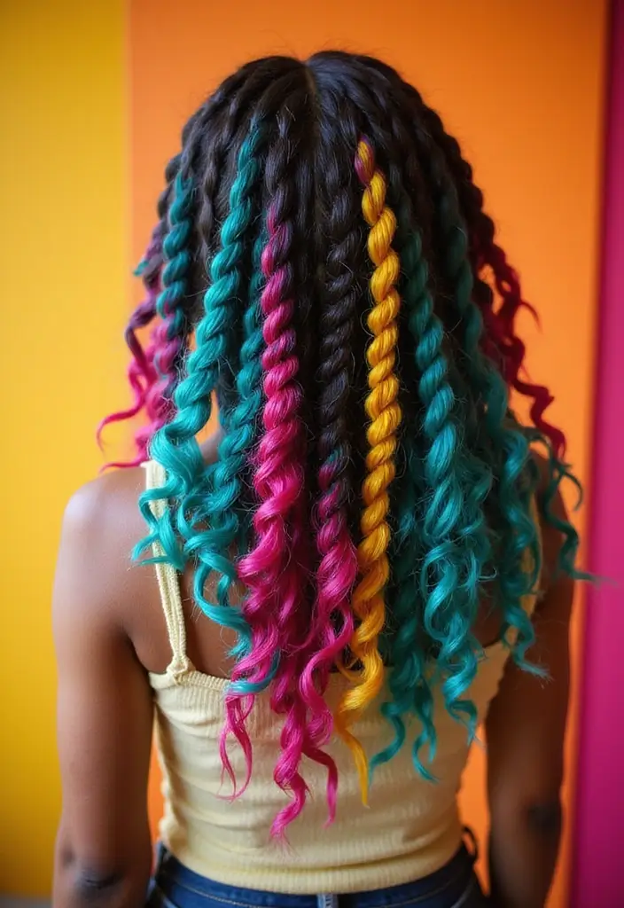 28 Half Braids Half Crochet Hairstyles: Stylish Looks to Inspire - 3. Colorful Crochet Braids with Half-Braids