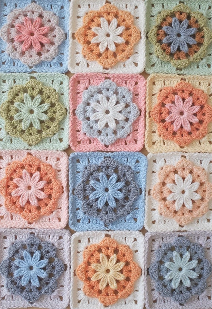 28 Modèles de Carrés en Crochet Originaux pour vos Projets DIY - 10. Carré en Crochet Vintage