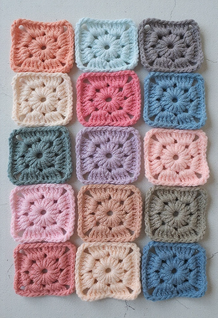 28 Modèles de Carrés en Crochet Originaux pour vos Projets DIY - 11. Carré en Crochet au Crochet Élastique