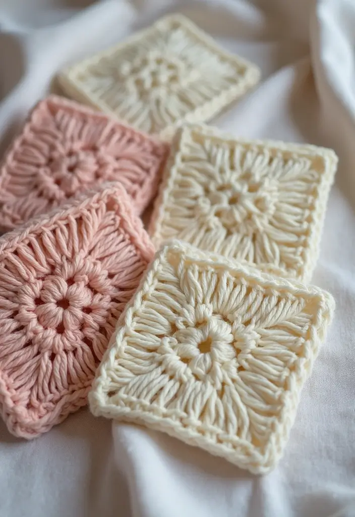 28 Modèles de Carrés en Crochet Originaux pour vos Projets DIY - 16. Carré en Crochet Plissé