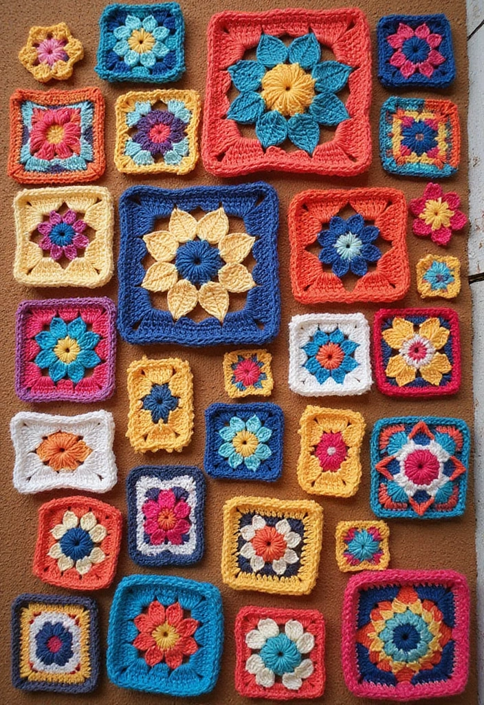 28 Modèles de Carrés en Crochet Originaux pour vos Projets DIY - 2. Carré Bicolore Stylisé