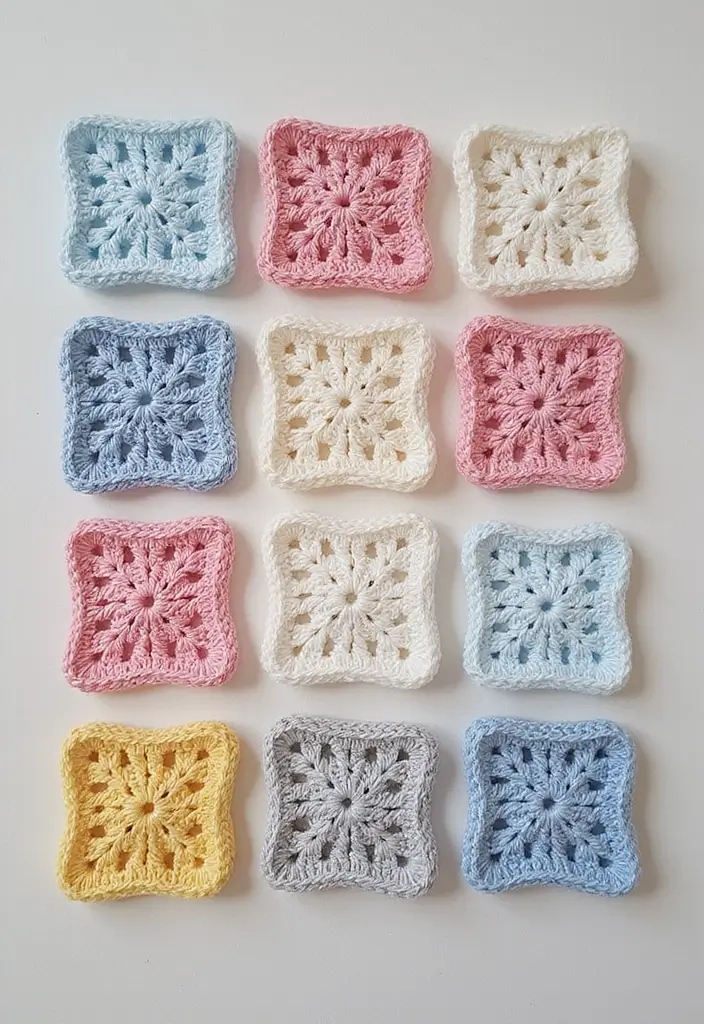 28 Modèles de Carrés en Crochet Originaux pour vos Projets DIY - 20. Carré en Crochet à Quadrillage