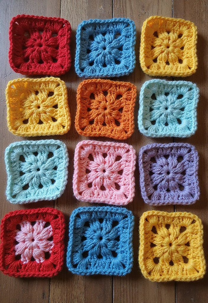 28 Modèles de Carrés en Crochet Originaux pour vos Projets DIY - 6. Carré à Texture Élevée