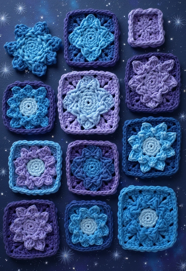 28 Modèles de Carrés en Crochet Originaux pour vos Projets DIY - 7. Carré en Crochet Céleste