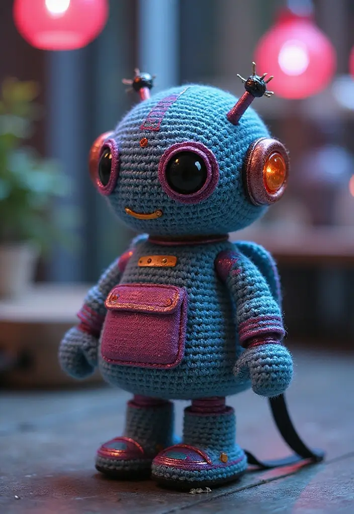 28 Patrón de Mochila de Crochet Paso a Paso con Estilo Único - 12. Mochila de Robot