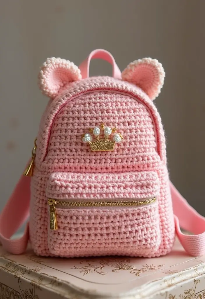 28 Patrón de Mochila de Crochet Paso a Paso con Estilo Único - 13. Mochila de Princesa