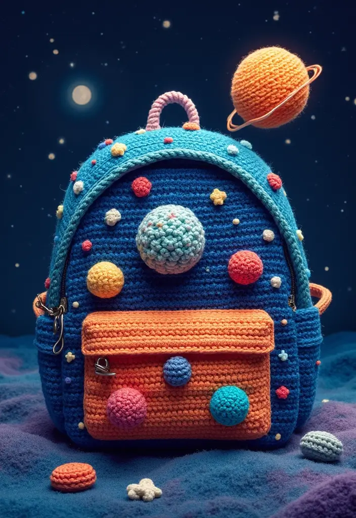 28 Patrón de Mochila de Crochet Paso a Paso con Estilo Único - 14. Mochila de Espacio
