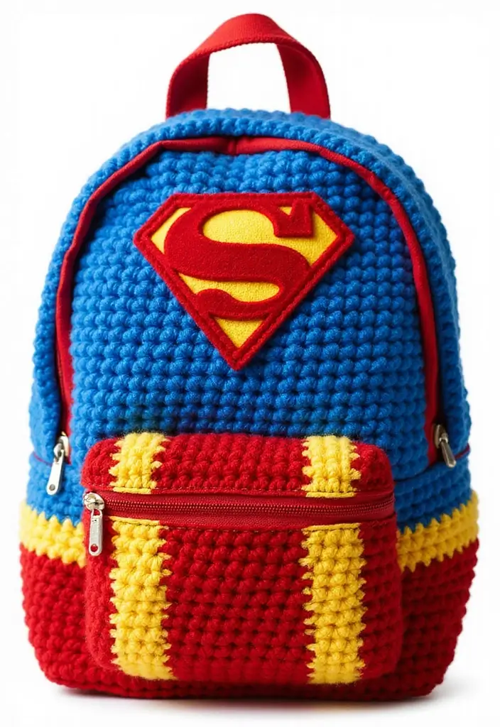 28 Patrón de Mochila de Crochet Paso a Paso con Estilo Único - 2. Mochila de Superhéroe