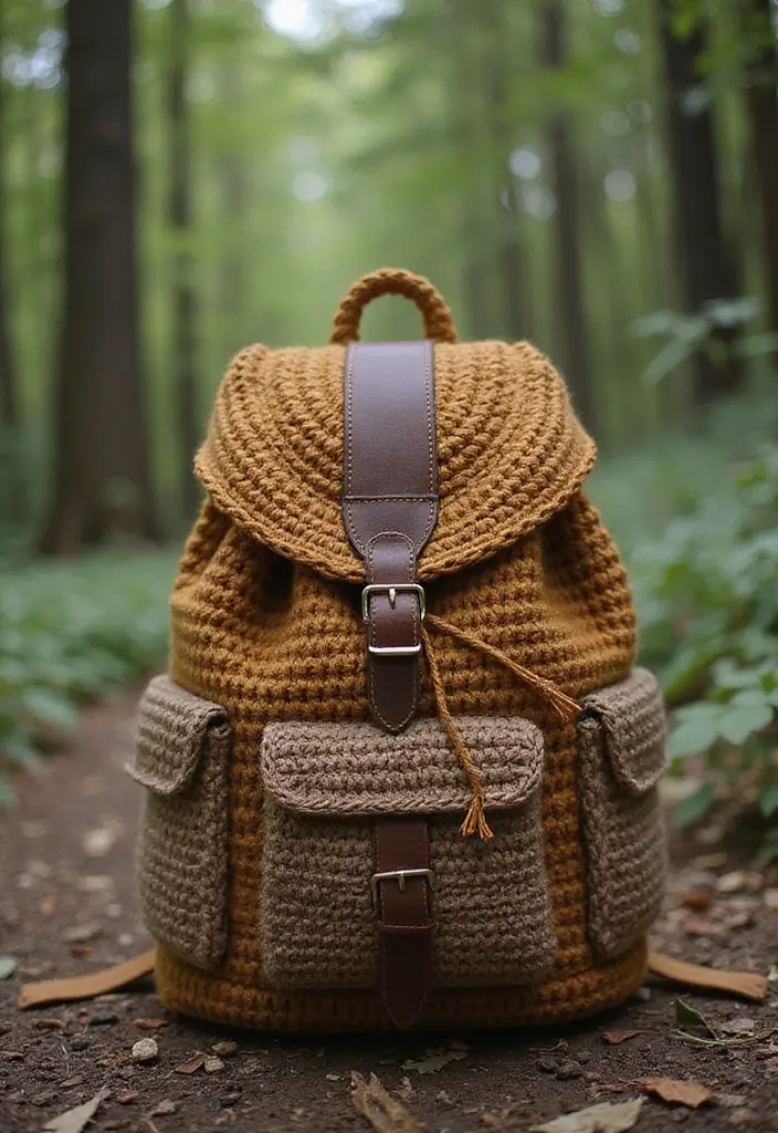 28 Patrón de Mochila de Crochet Paso a Paso con Estilo Único - 21. Mochila de Supervivencia