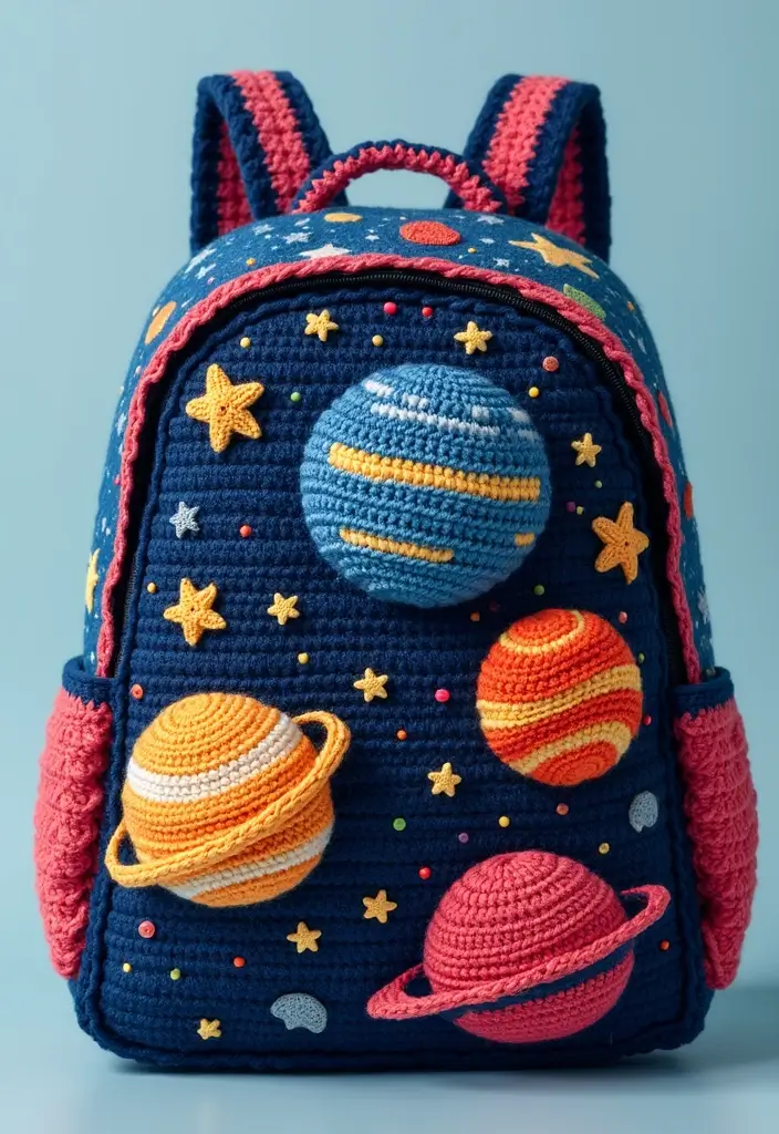 28 Patrón de Mochila de Crochet Paso a Paso con Estilo Único - 22. Mochila de Espacio Exterior