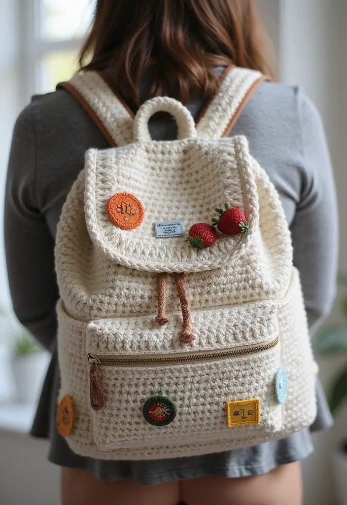 28 Patrón de Mochila de Crochet Paso a Paso con Estilo Único - 23. Mochila de Viaje