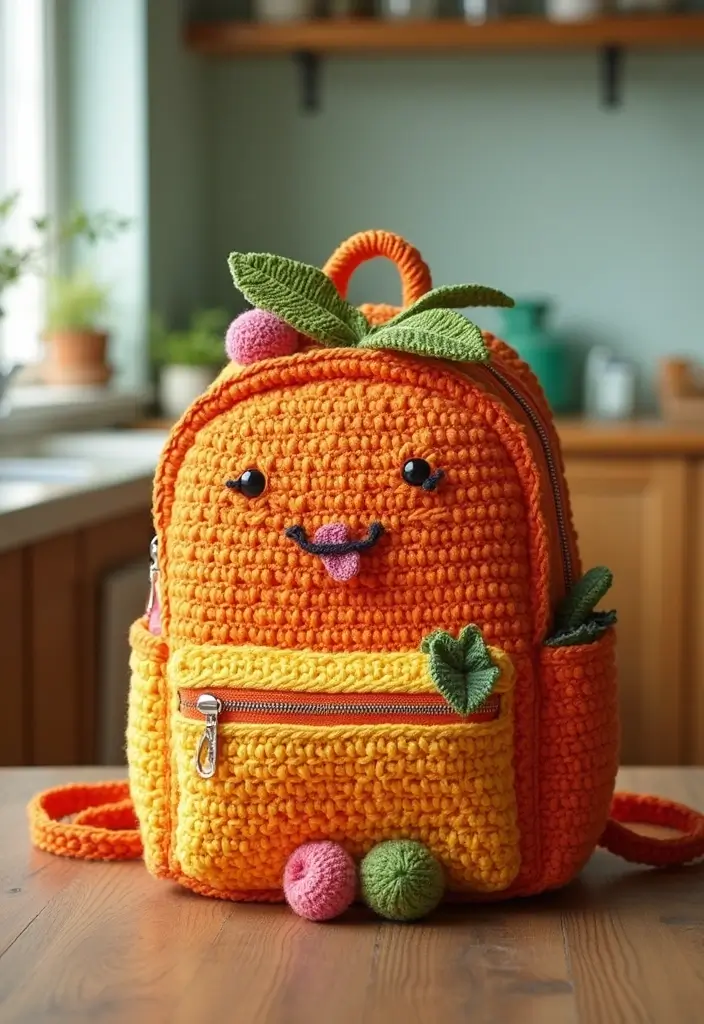 28 Patrón de Mochila de Crochet Paso a Paso con Estilo Único - 26. Mochila de Frutas