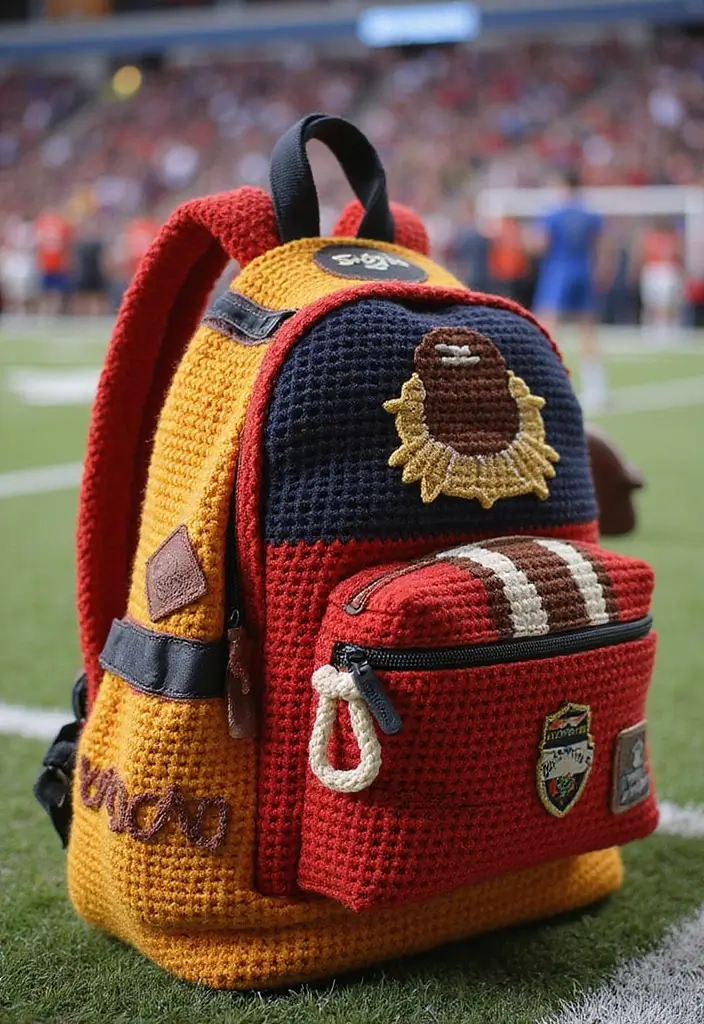 28 Patrón de Mochila de Crochet Paso a Paso con Estilo Único - 27. Mochila de Deportes