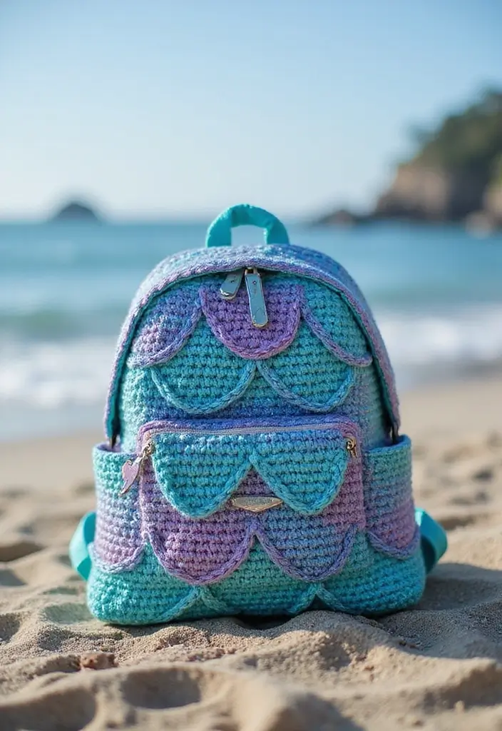 28 Patrón de Mochila de Crochet Paso a Paso con Estilo Único - 6. Mochila de Sirena